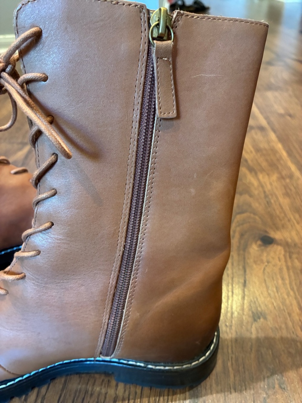 J. Crew Cognac Brown Leather Lace-Up Boots - Picture 4 of 6